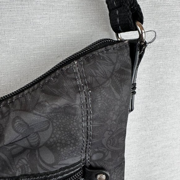 SAKROOTS SHOULDER BAG WITH ADJUSTABLE CROSSBODY STRAP, BLACK BLACK FLORAL - Picture 8 of 9